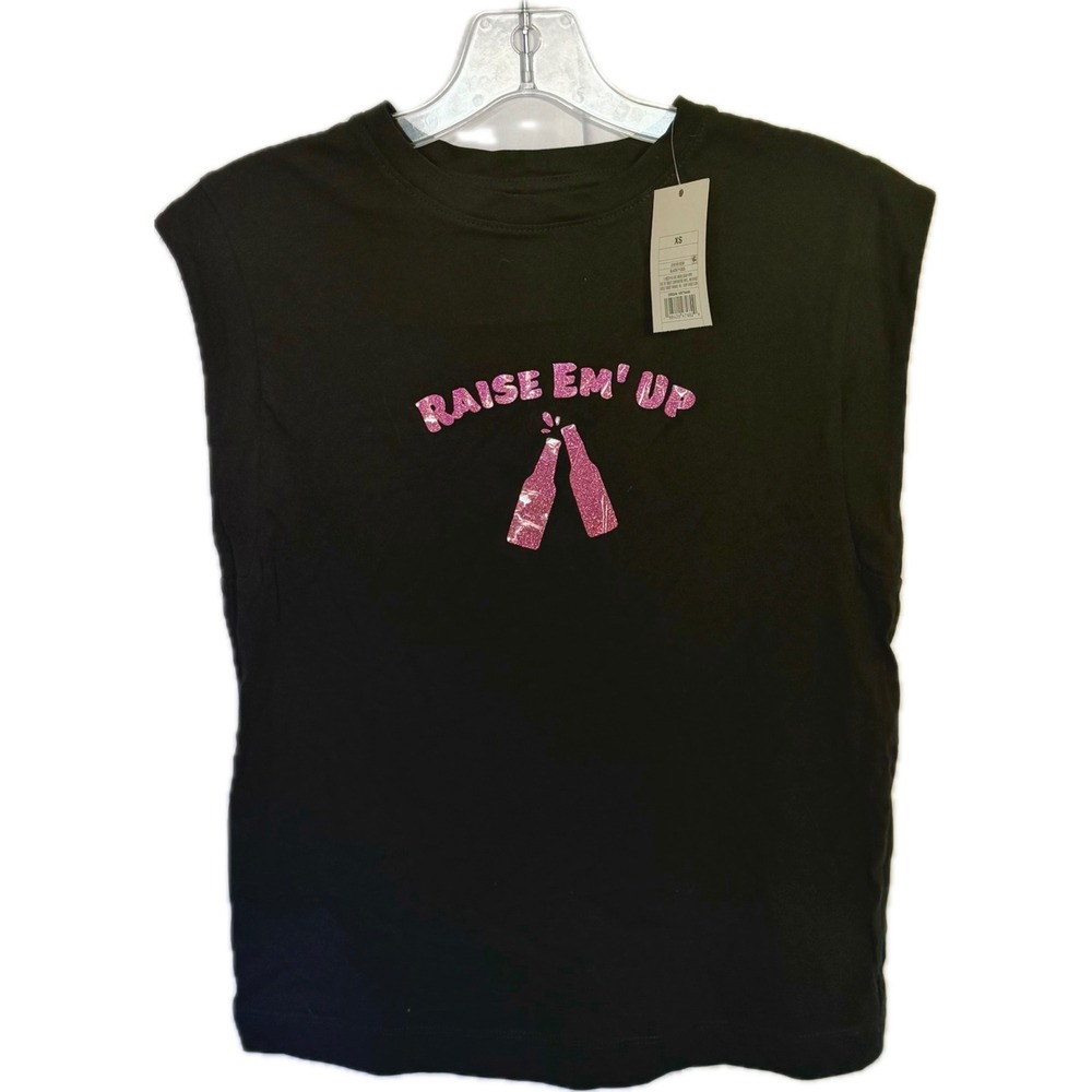 NWT Raise Em Up Graphic Tank Top XS Black Eric Church Keith Urban Country Music